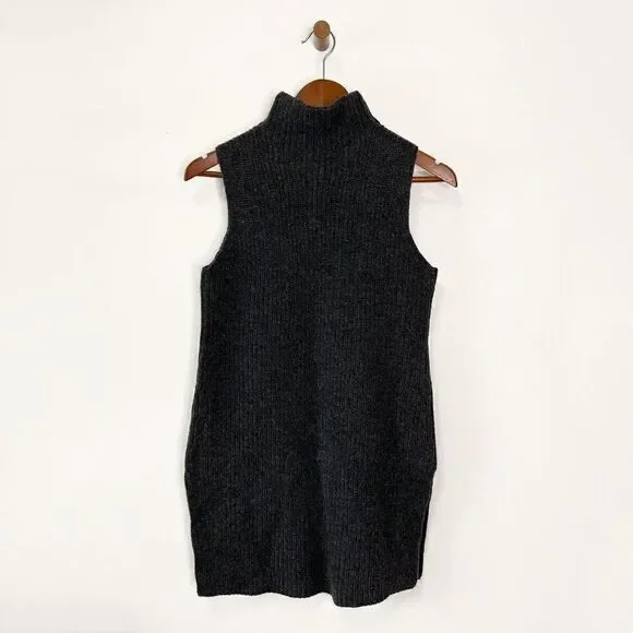 Theory Embree Charmant Mock-Neck Sleeveless Sweater in Dark Charcoal - Picture 3 of 10